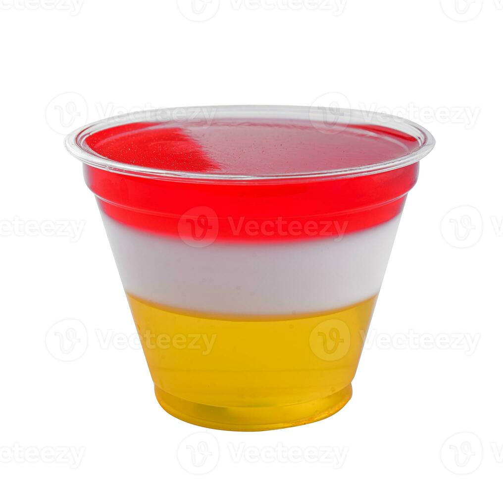 Dessert jelly layered color in cup photo