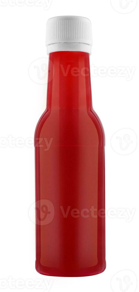 Tomato ketchup bottle isolated on white photo