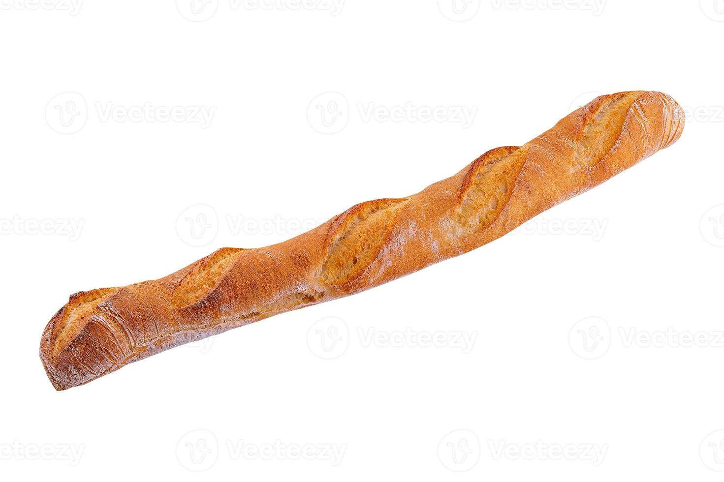 White french baguette bread isolated on white background photo
