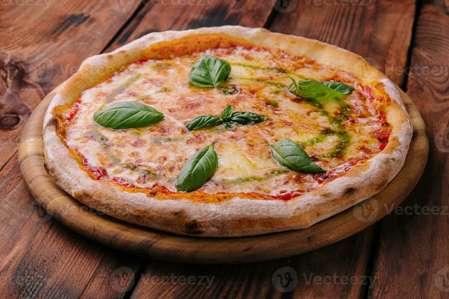 Homemade Pizza Italian margherita on wood photo