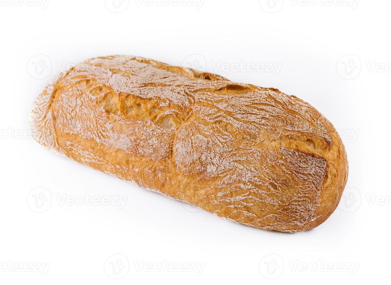 Black bread loaf closeup on white background photo