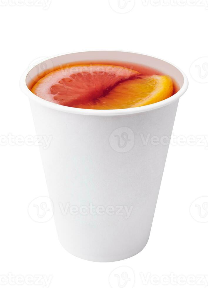 tasty grapefruit lemonade on white background photo