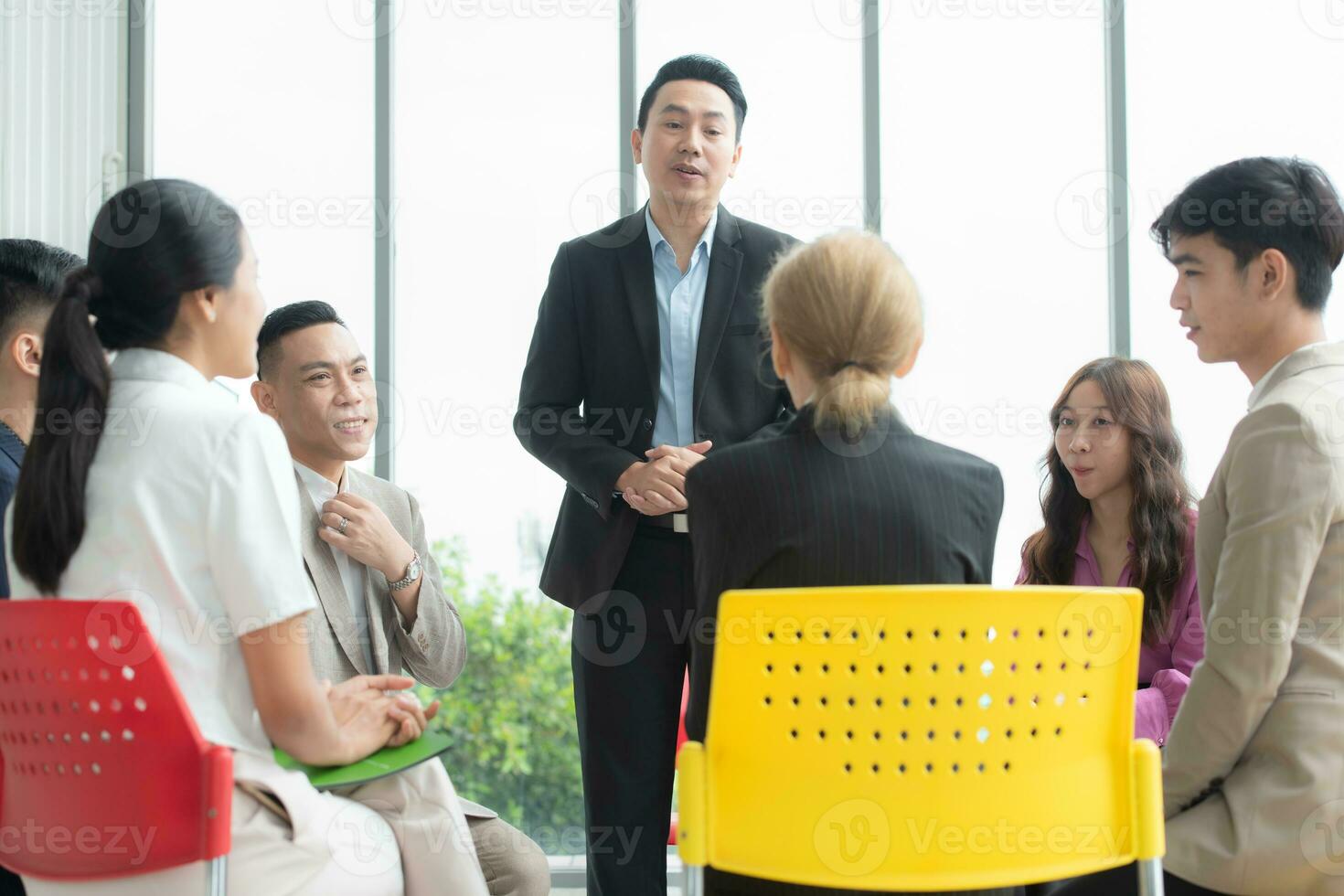 Group of business people meeting in conference room. Business and education concept. photo