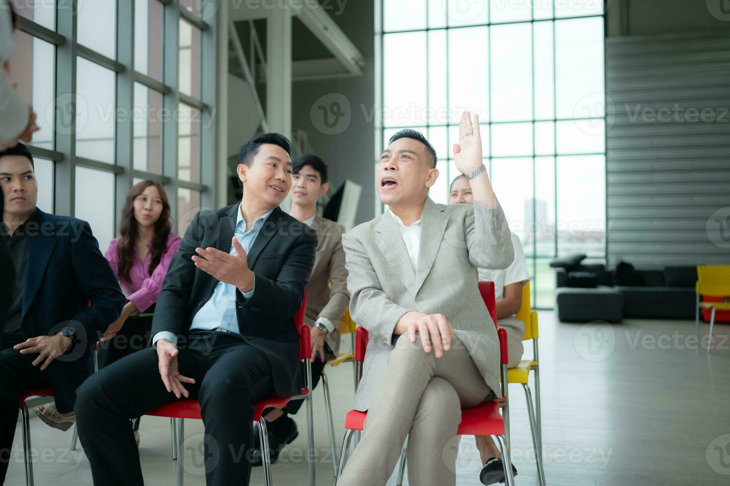 Business people having a meeting in the office discuss plans and successful team work. photo