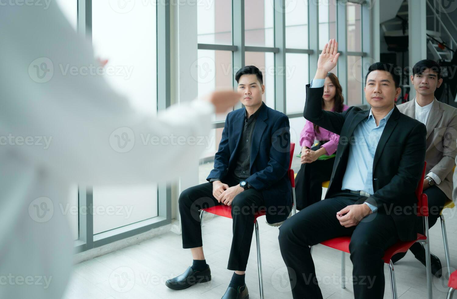 Business people having a meeting in the office discuss plans and successful team work. photo