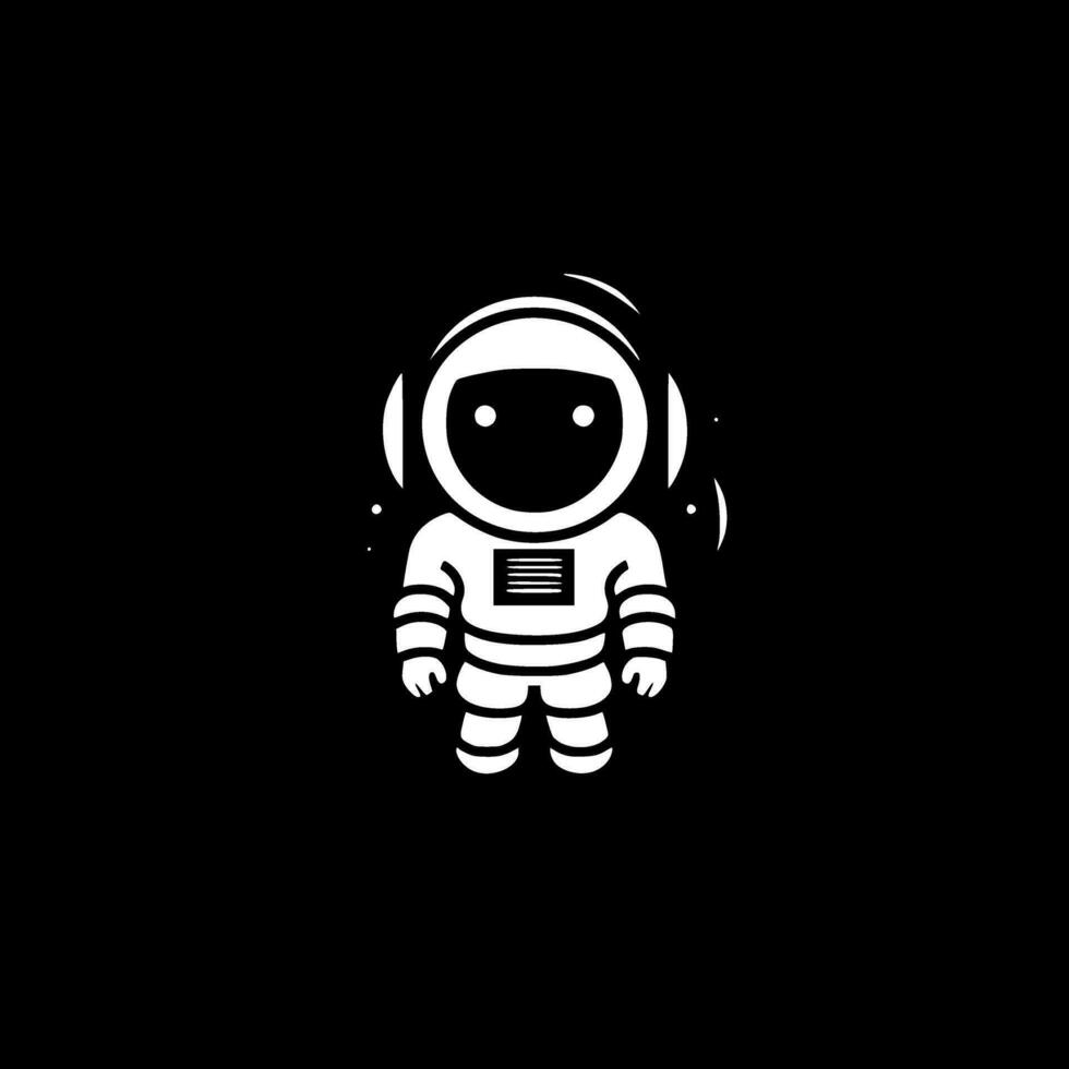 astronauta - negro y blanco aislado icono - vector ilustración