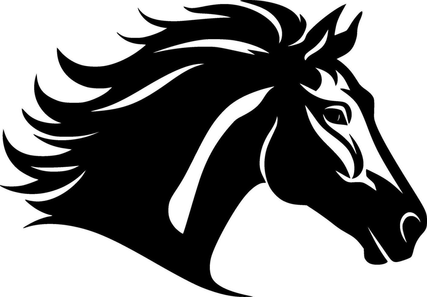 caballo - negro y blanco aislado icono - vector ilustración