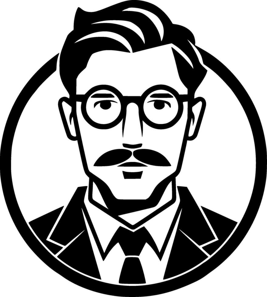 Teacher, Black and White Vector illustration