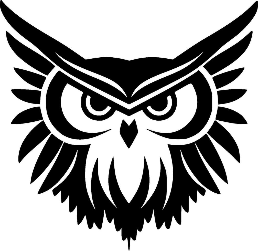 Owl, Black and White Vector illustration