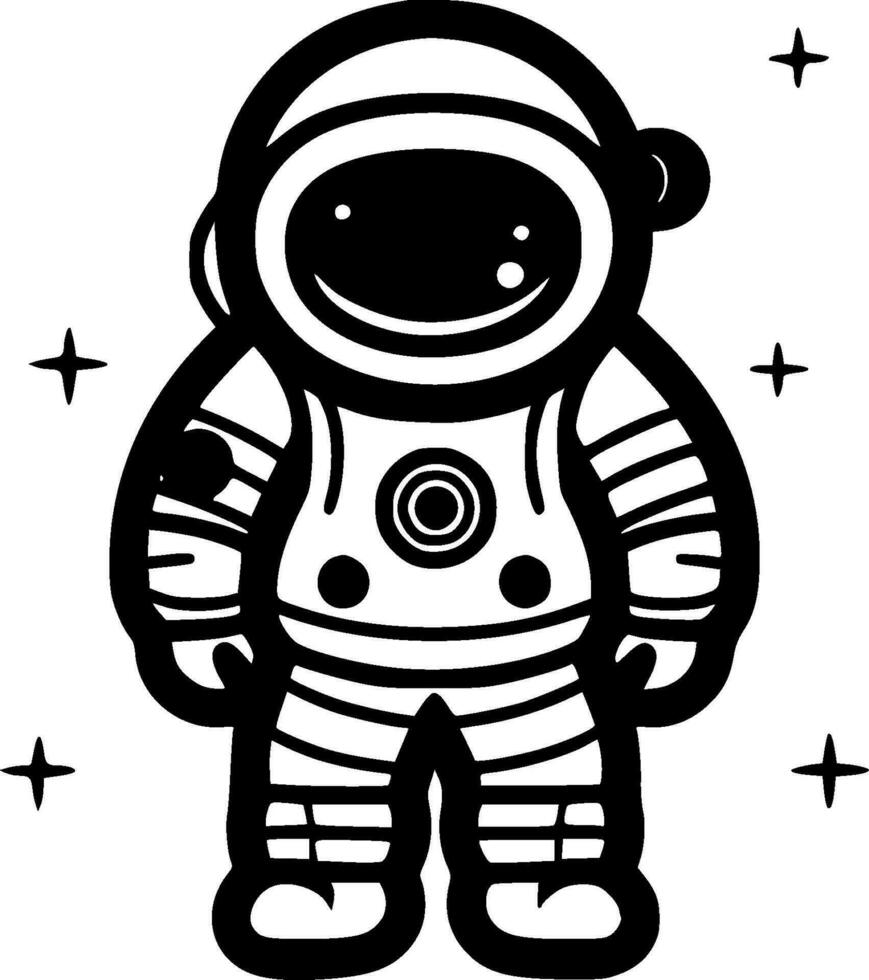 astronauta - negro y blanco aislado icono - vector ilustración