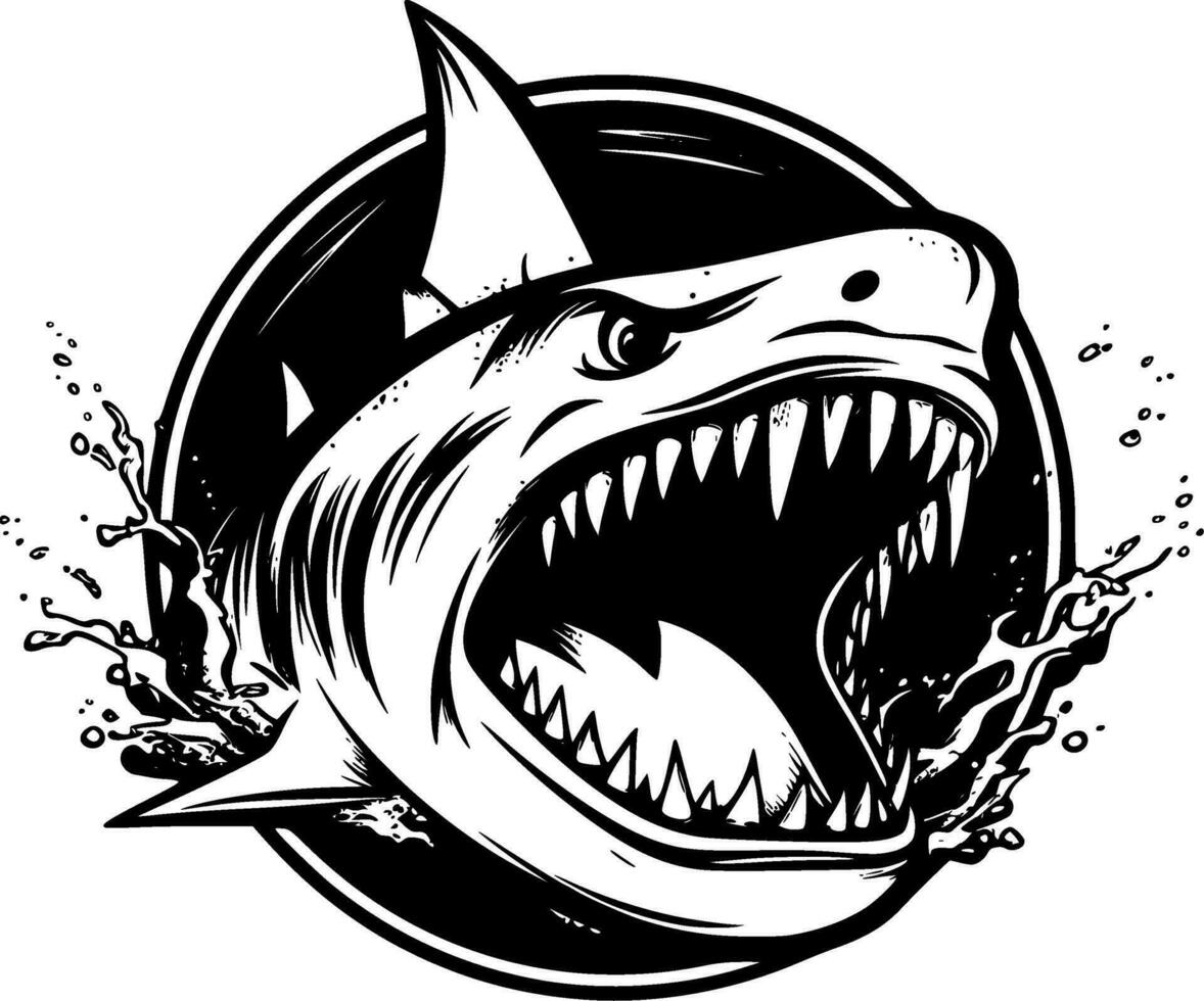 Shark - Black and White Isolated Icon - Vector illustration
