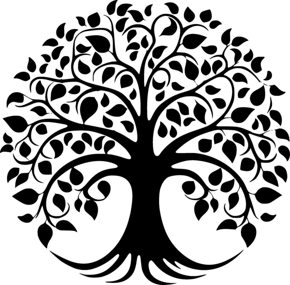 árbol, negro y blanco vector ilustración