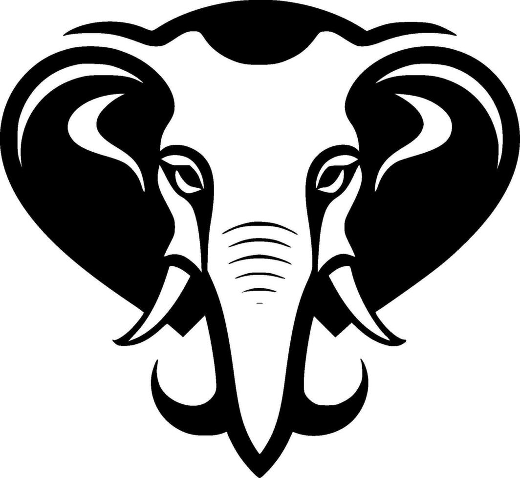 Elephant, Black and White Vector illustration