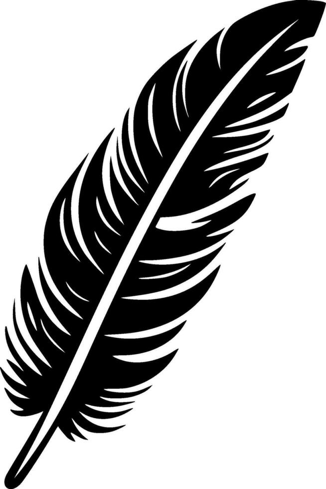 Feather - Black and White Isolated Icon - Vector illustration