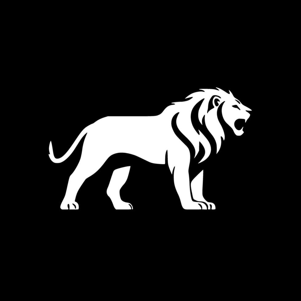 Lion, Black and White Vector illustration