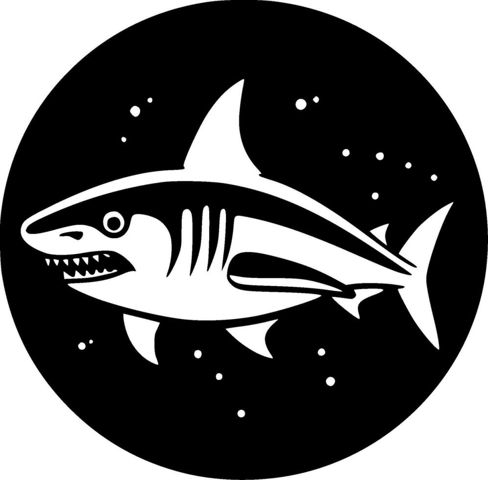 Shark - Black and White Isolated Icon - Vector illustration