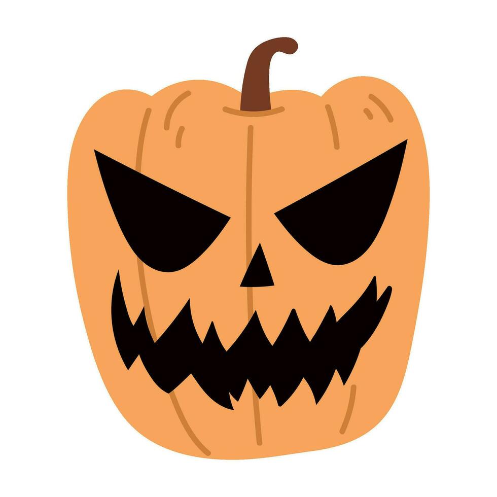 Cute Halloween Pumpkin Set. Smiling cartoon lantern faces. Helloween holiday characters in the shape of pumkin. Flat illustrations isolated on white background. vector