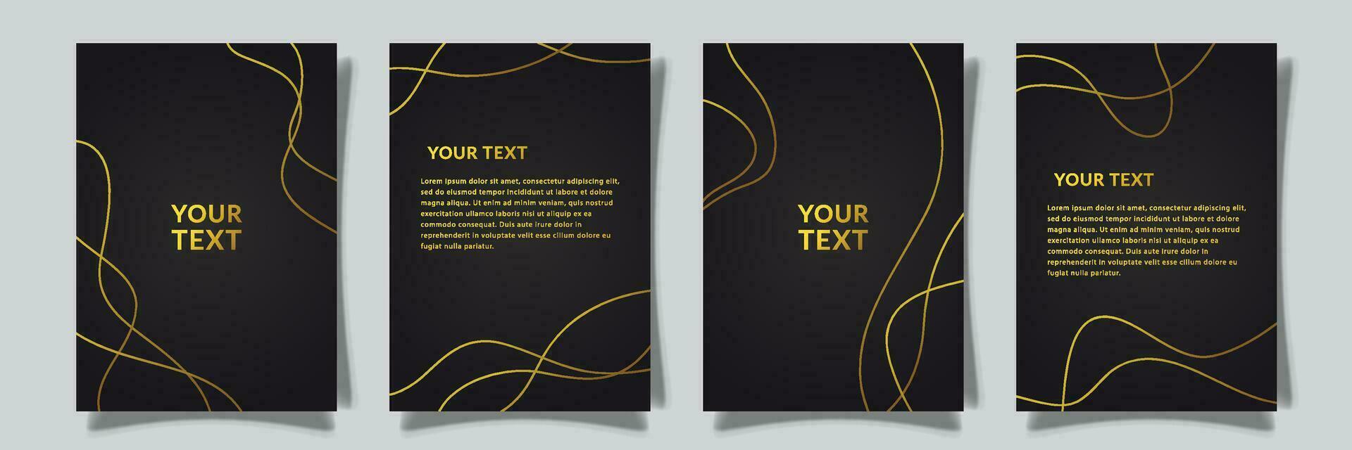 abstract golden striped style cover set collection with black background vector