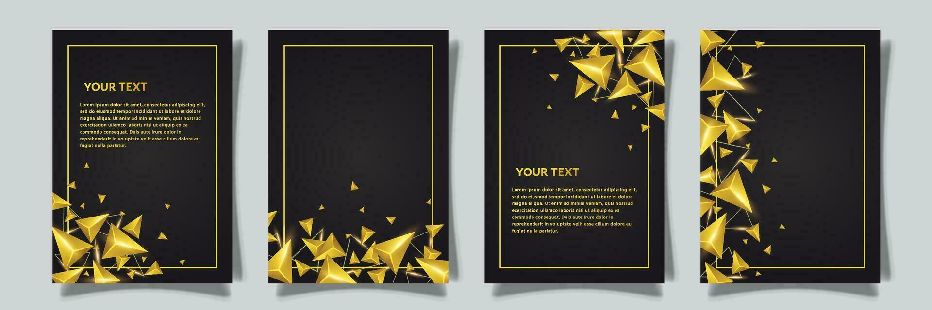 futuristic cover set collection vector with golden triangle abstract element light effect