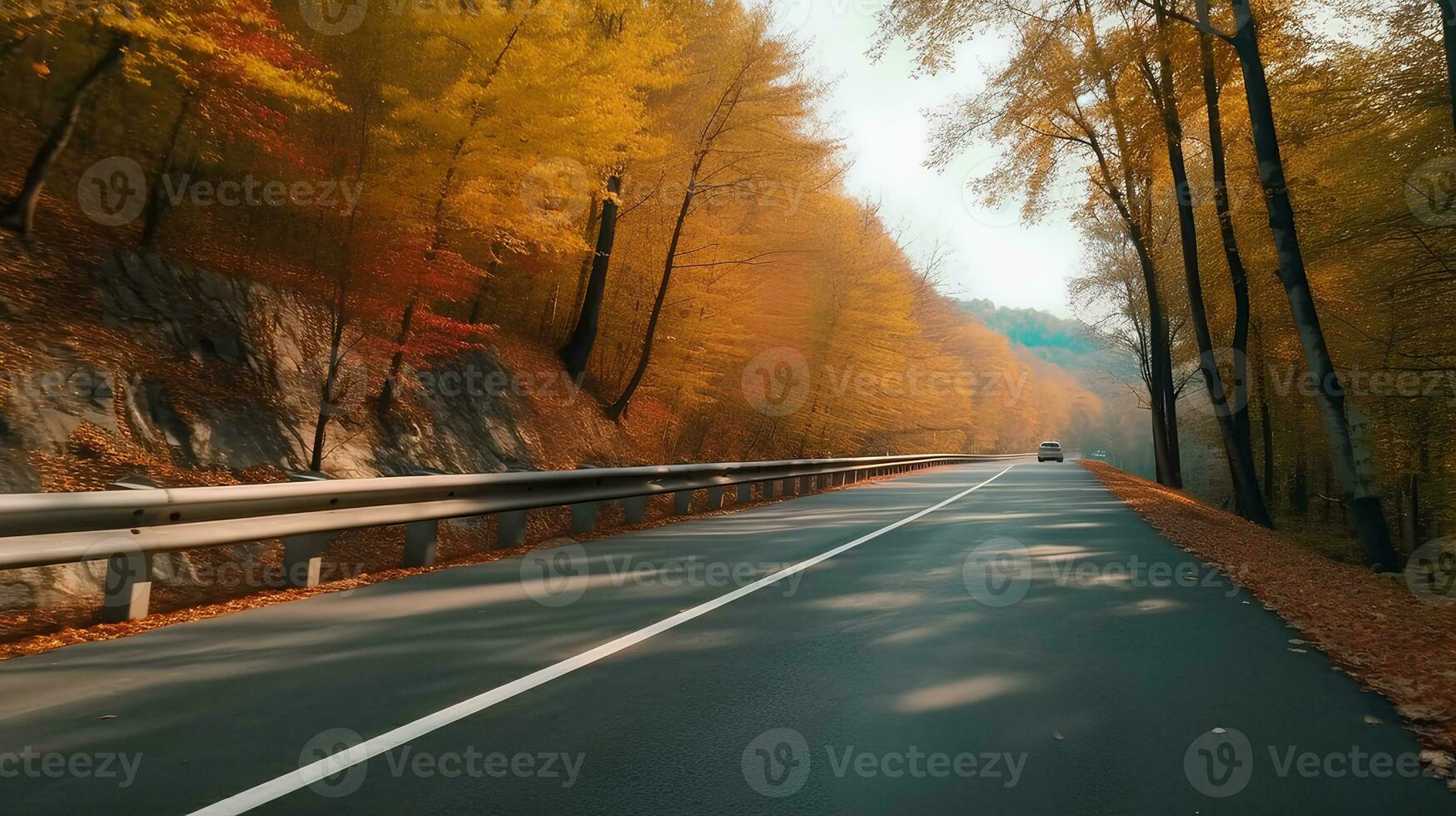 hermoso carreteras en verano, medio verano, otoño y invierno foto