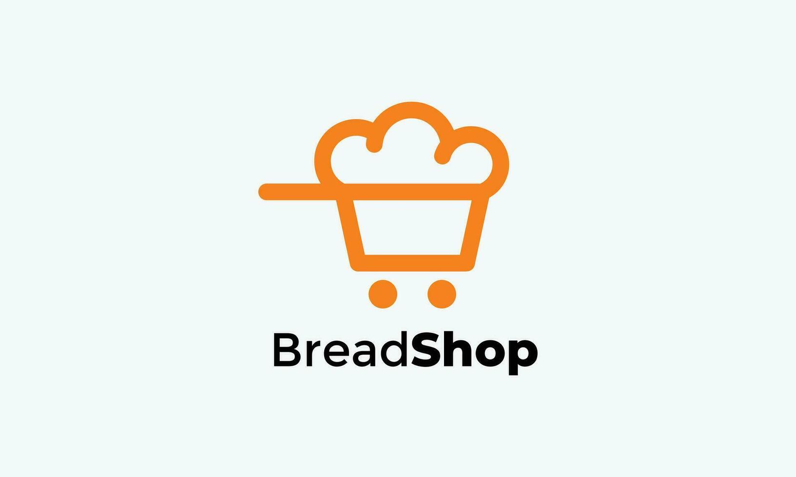 Bread trolley shop logo outline for business food or bakery vector