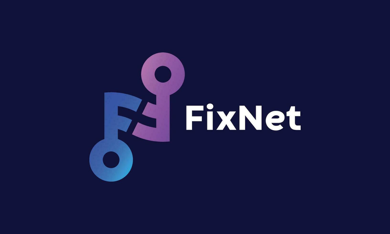 Letter F and letter N key logo design minimalist vector