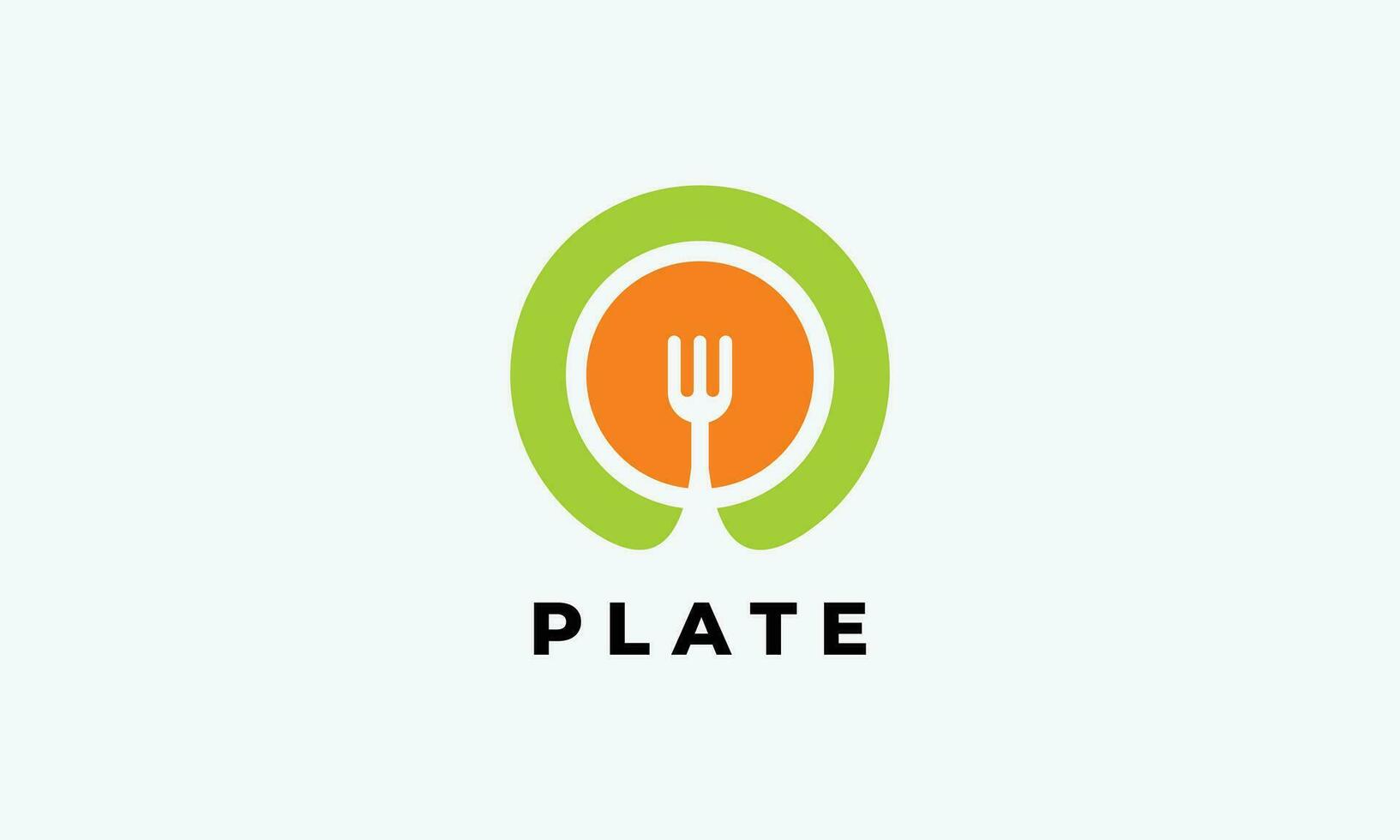 Plate and fork logo with flat style design food vector
