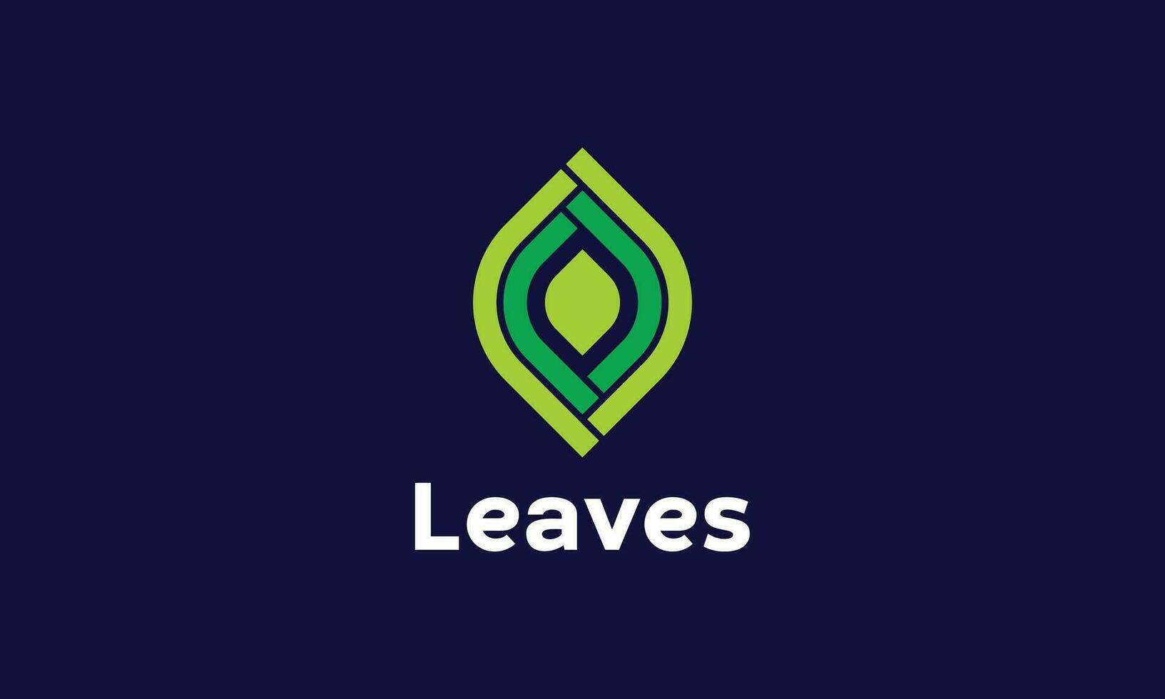 Minimalist outline leaves logo green for business identity vector