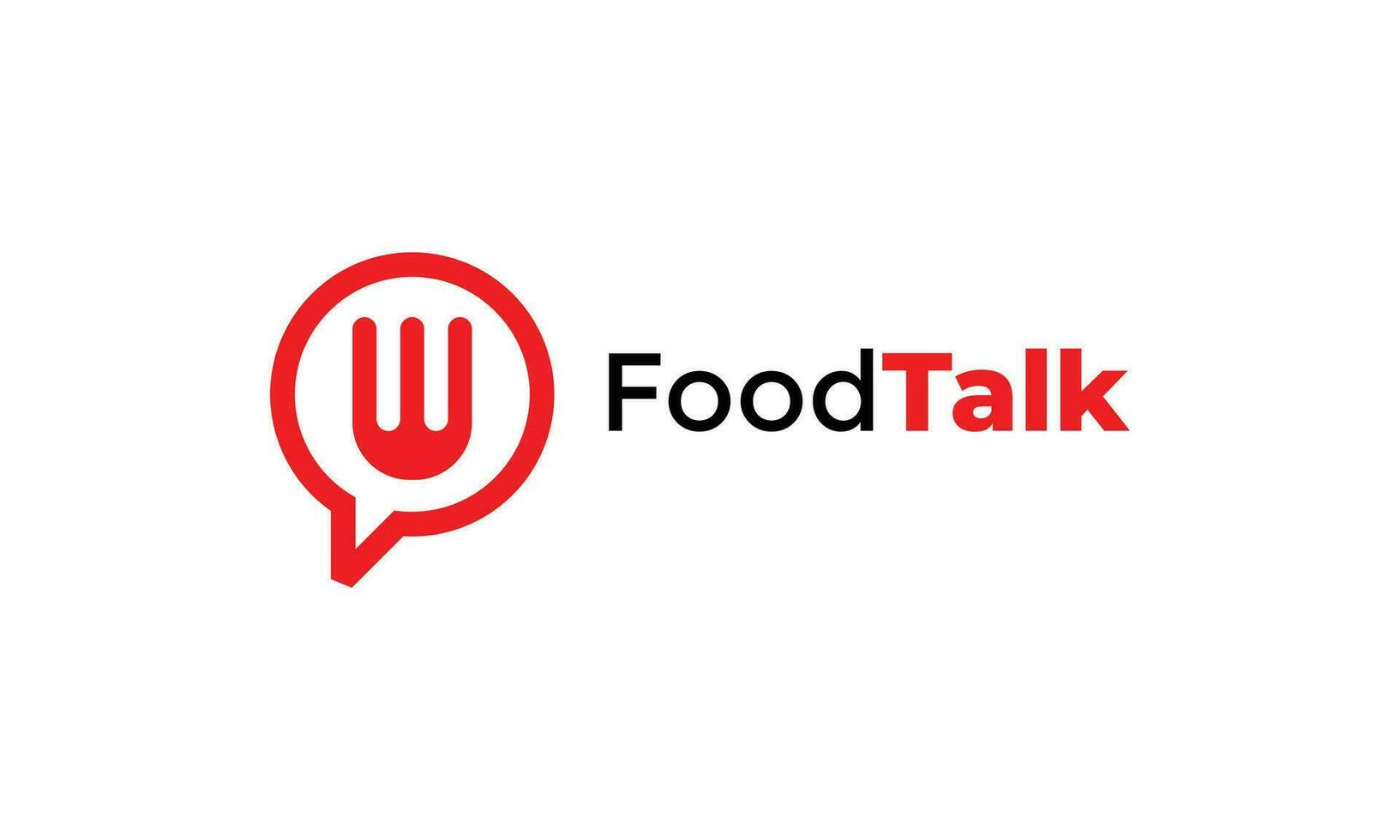 Food talk chat logo with fork design simple style vector