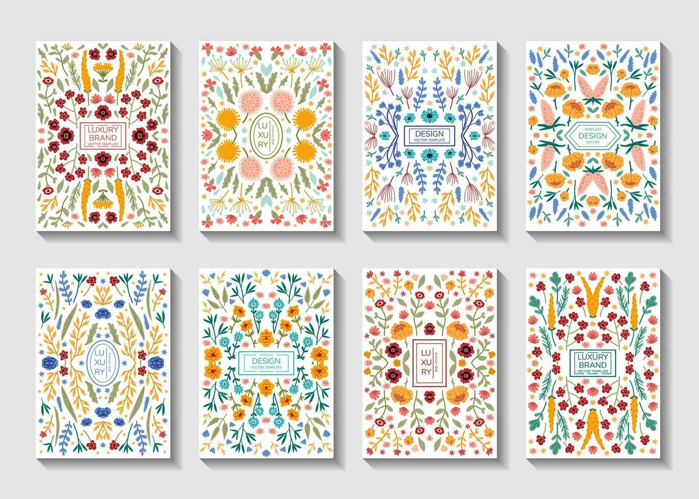 Vector set of luxury floral patterns, invitation cards, banners with doodles with roses,