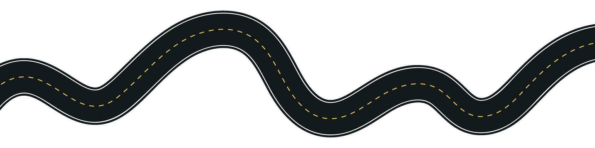 Winding highway road from top view. Flat vector illustration isolated on white background.