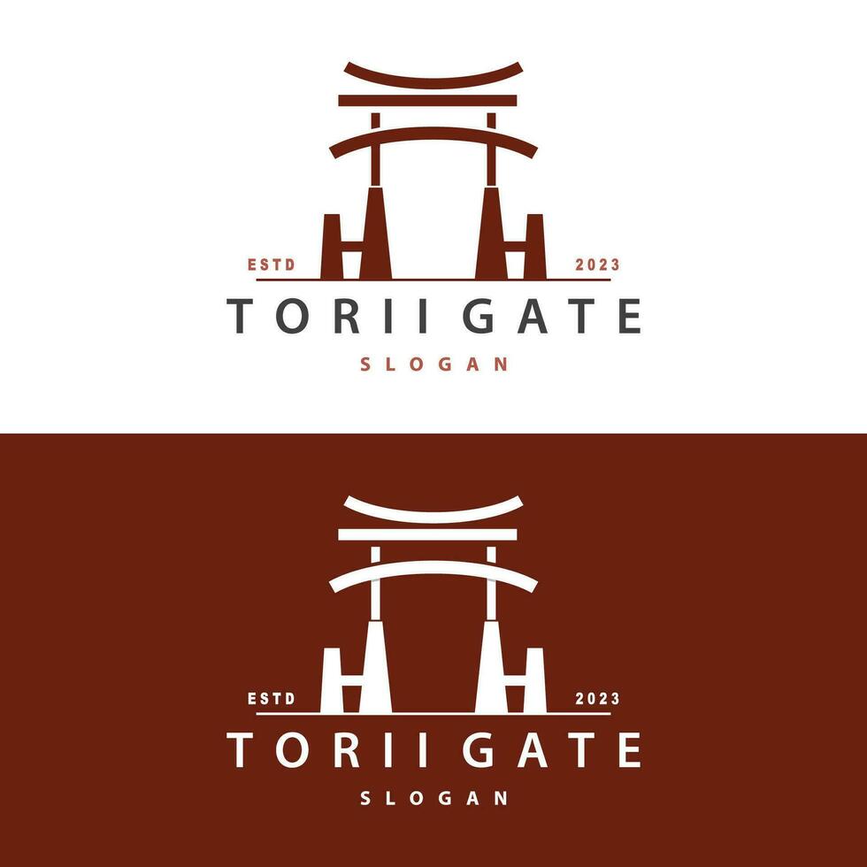 torii portón logo diseño vector minimalista ilustración modelo