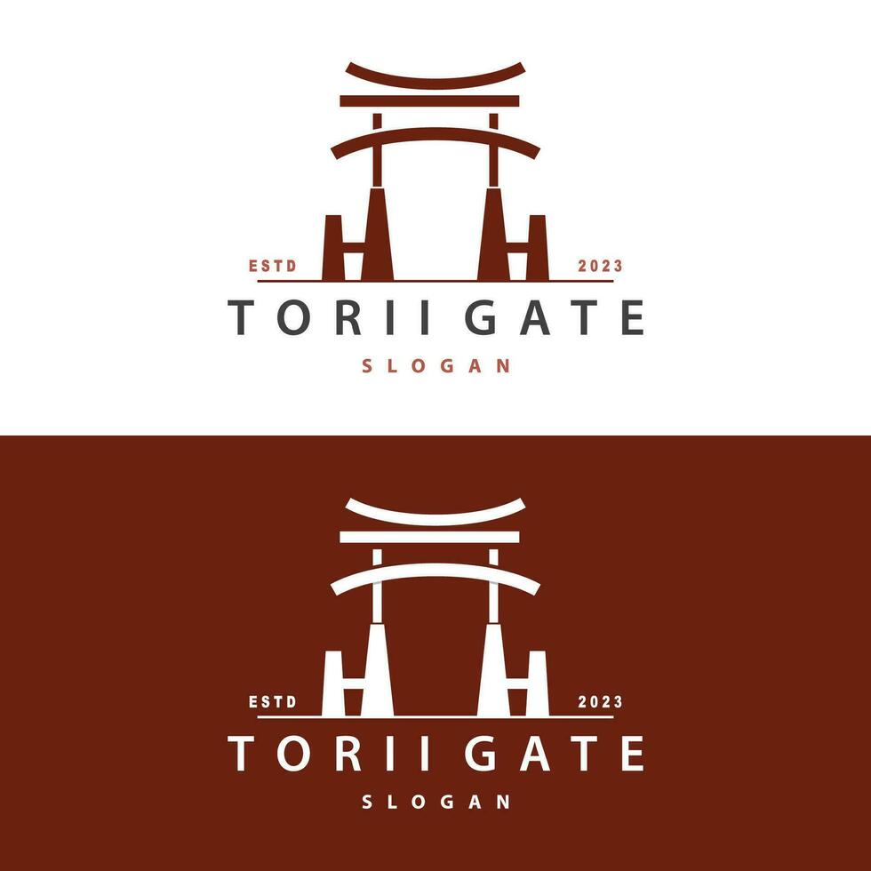 Torii Gate Logo Design Vector Minimalist Illustration Template