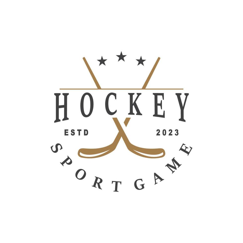 Hockey Logo Design, Sports Game Symbol Template vector