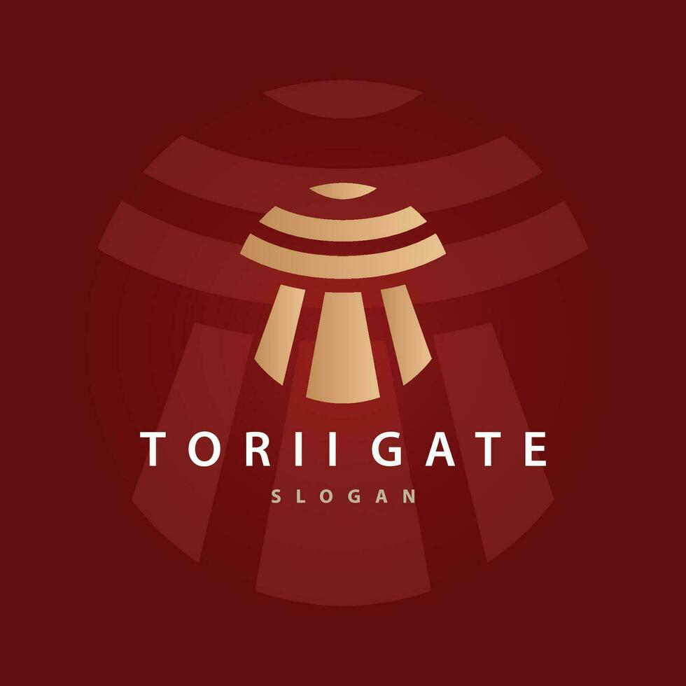 Torii Gate Logo Design Vector Minimalist Illustration Template