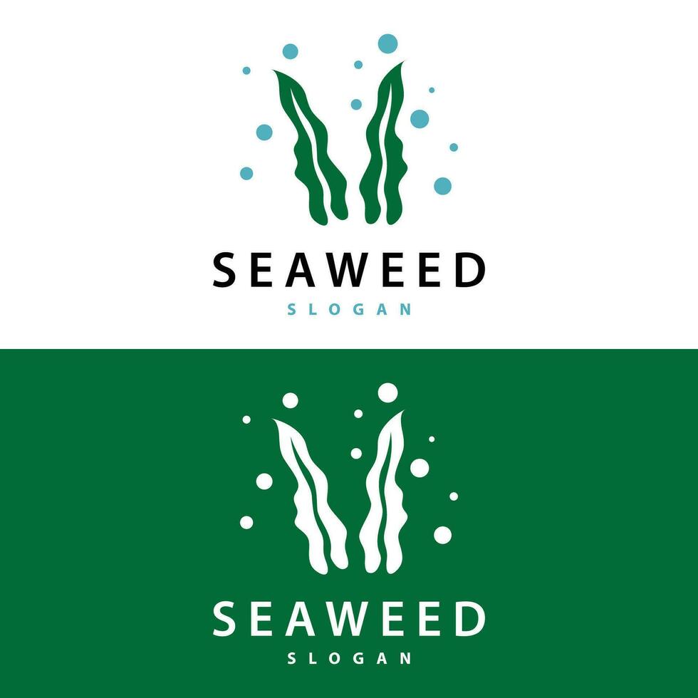 Seaweed Logo Simple Minimalist Design Illustration Template vector