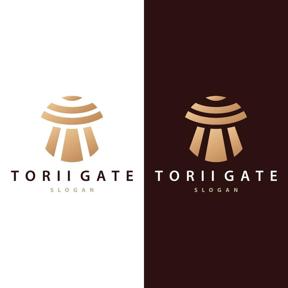 Torii Gate Logo Design Vector Minimalist Illustration Template