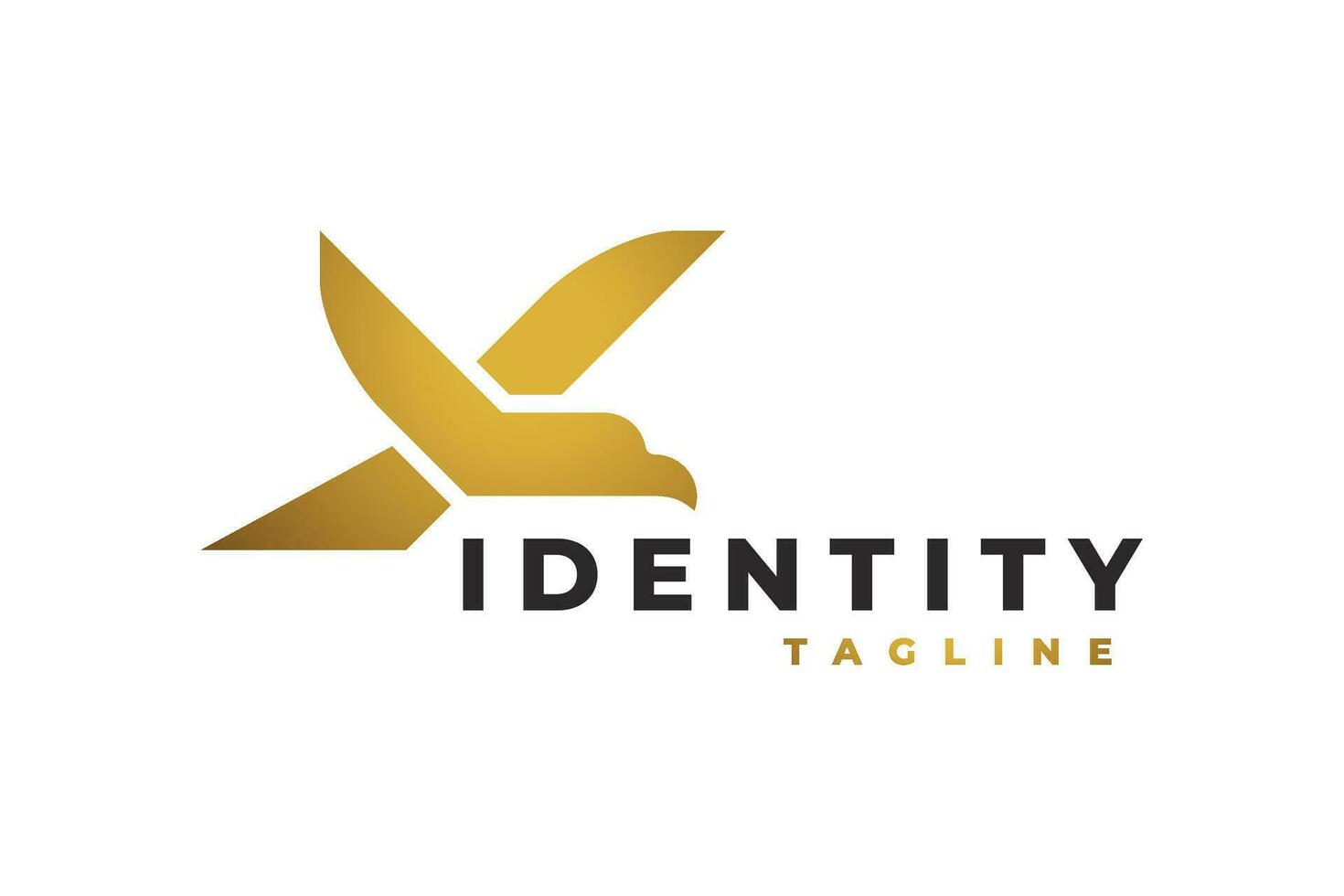 modern minimal eagle logo, golden color clean design vector graphic