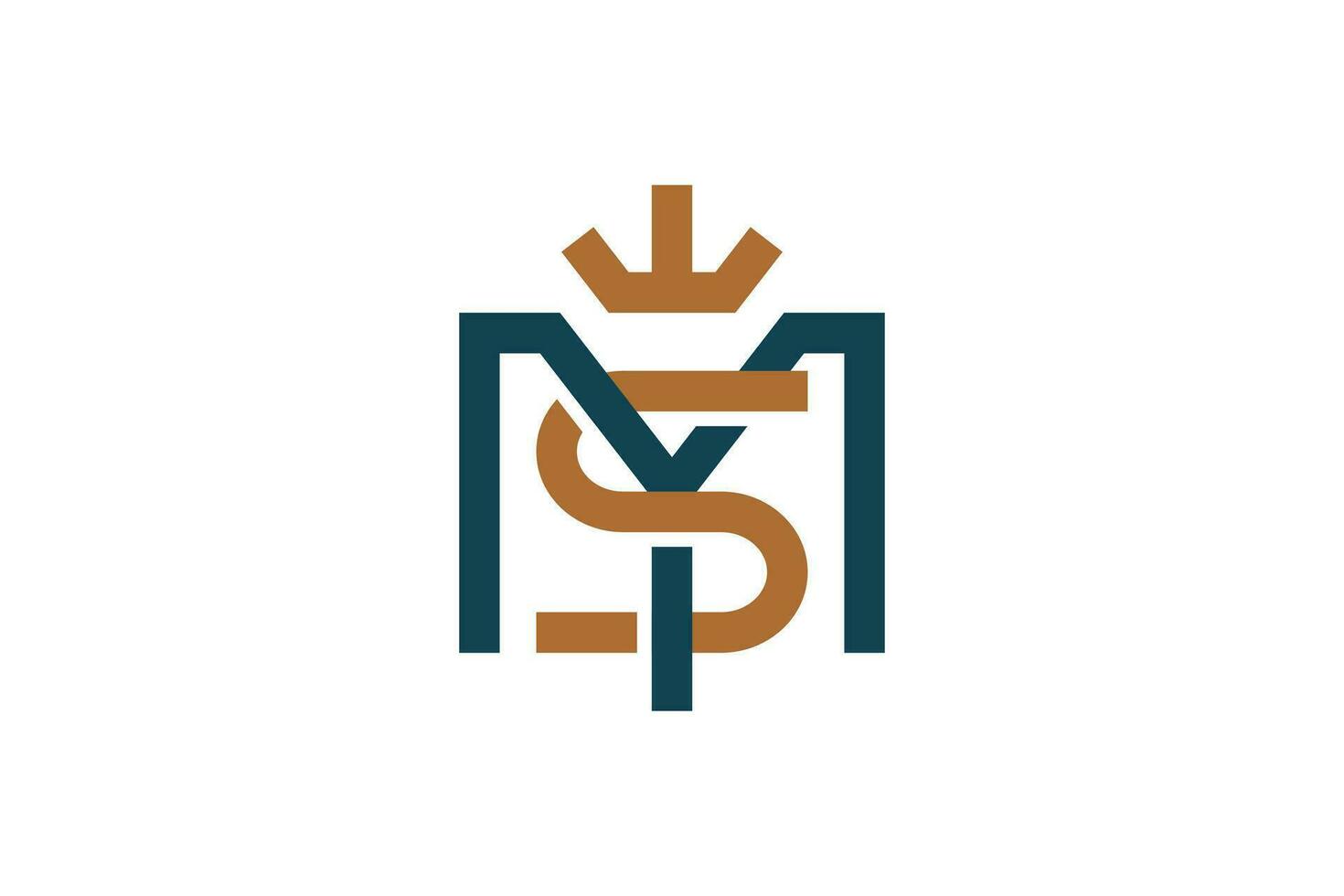 letter M and S crown monogram logo design vector graphic