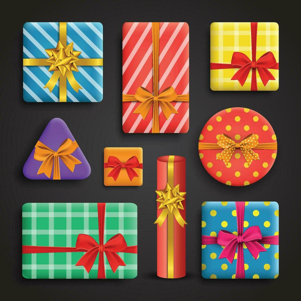 realistic gift box collection pack design vector