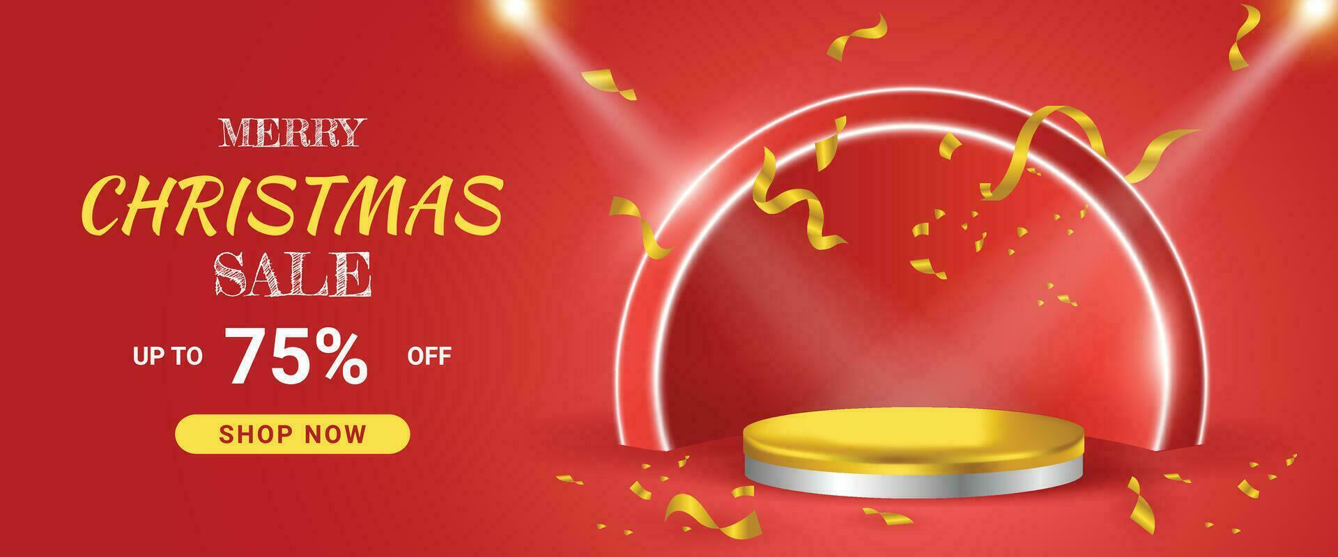 christmas sale podium for product display with light effect glamour concept banner design vector graphic