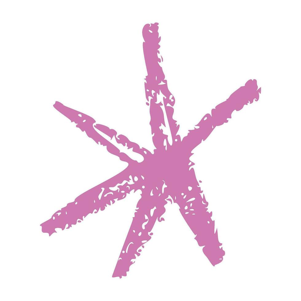 Shape elements, abstract. Graphic pink stars among scribble doodles, color collage. Flat vector illustrations isolated on white background