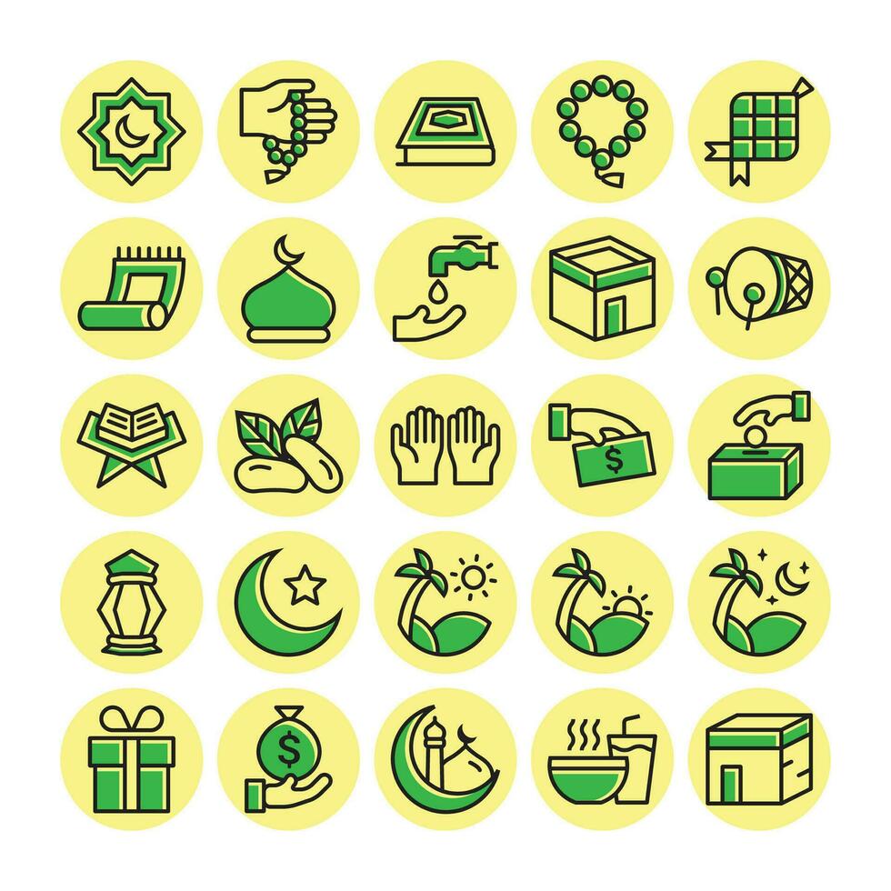 ramadan icon set collection with flat style vector graphic