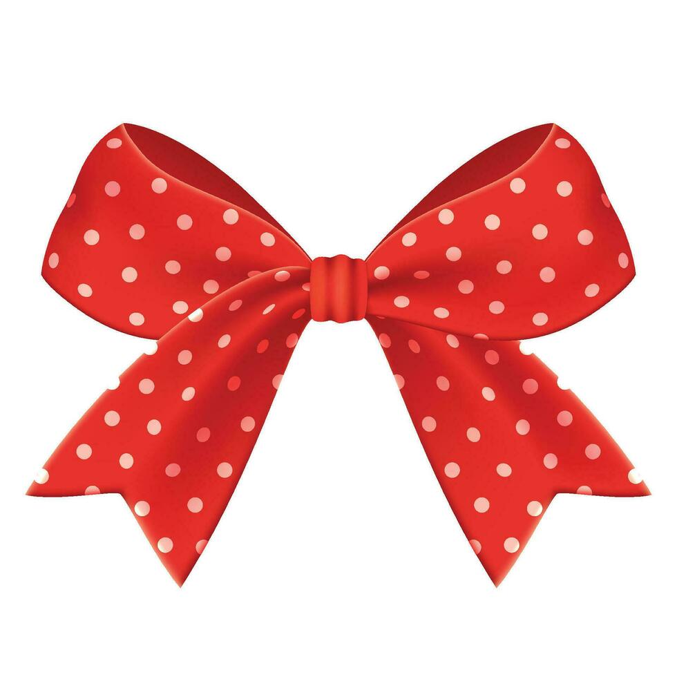 realistic red ribbon ornament with dots pattern vector graphic