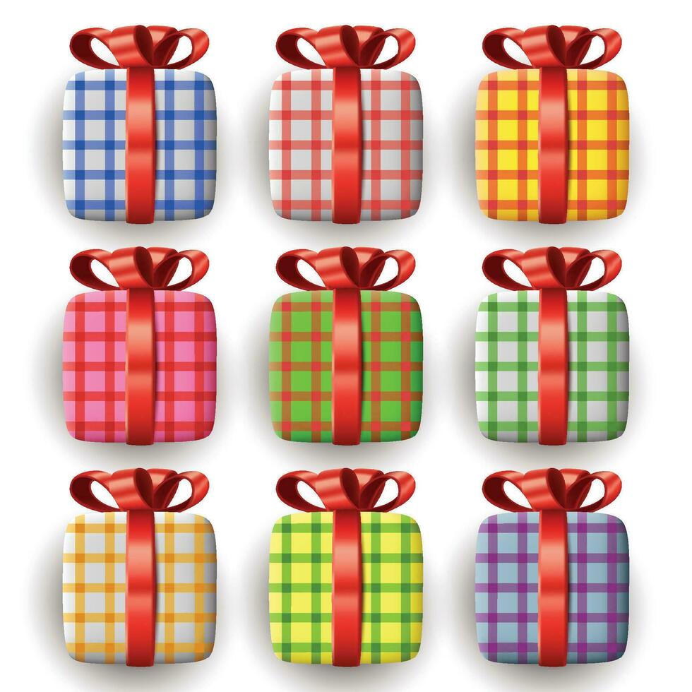 3d gift box element design set collection vector graphic