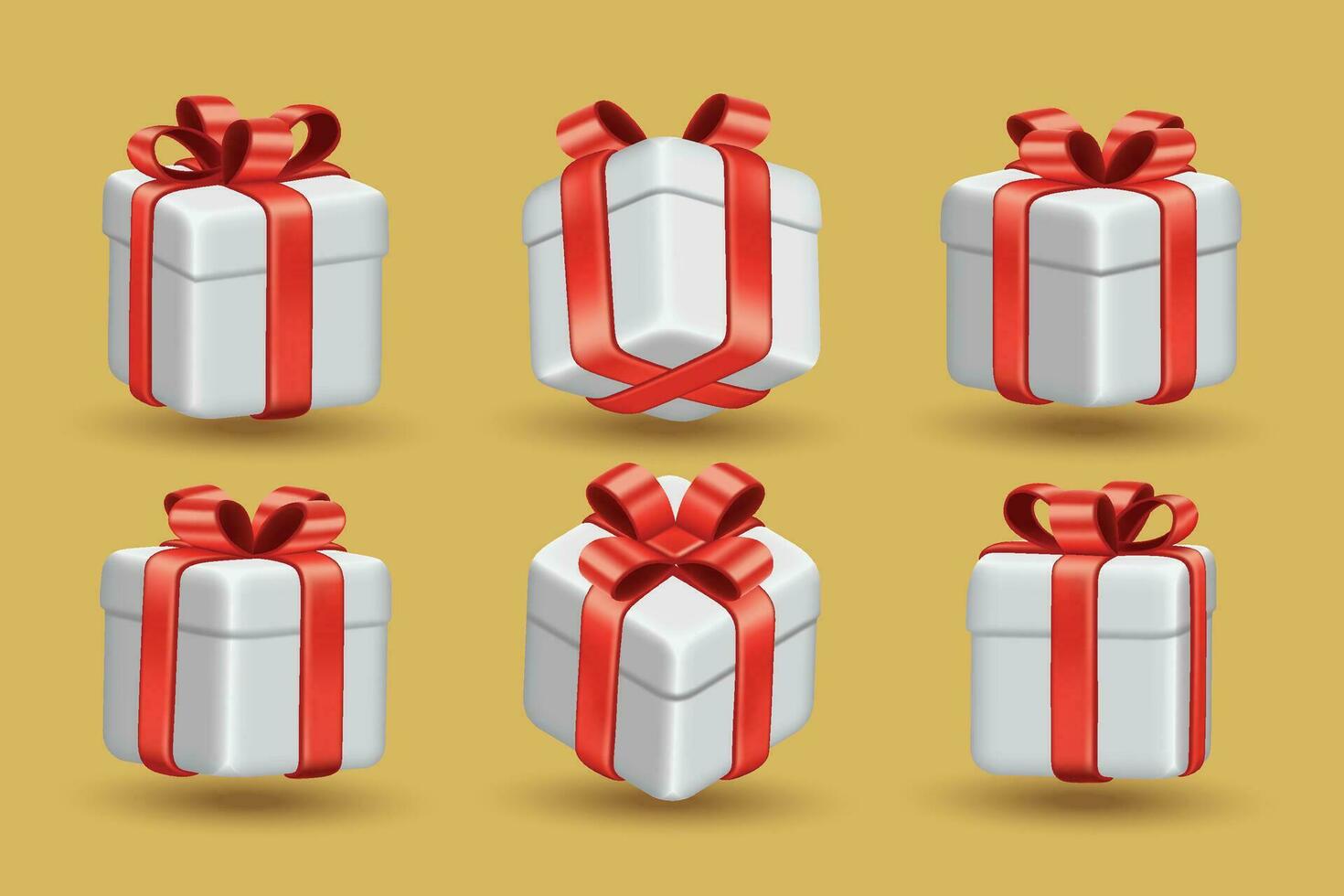 realistic 3d gift box set collection design vector