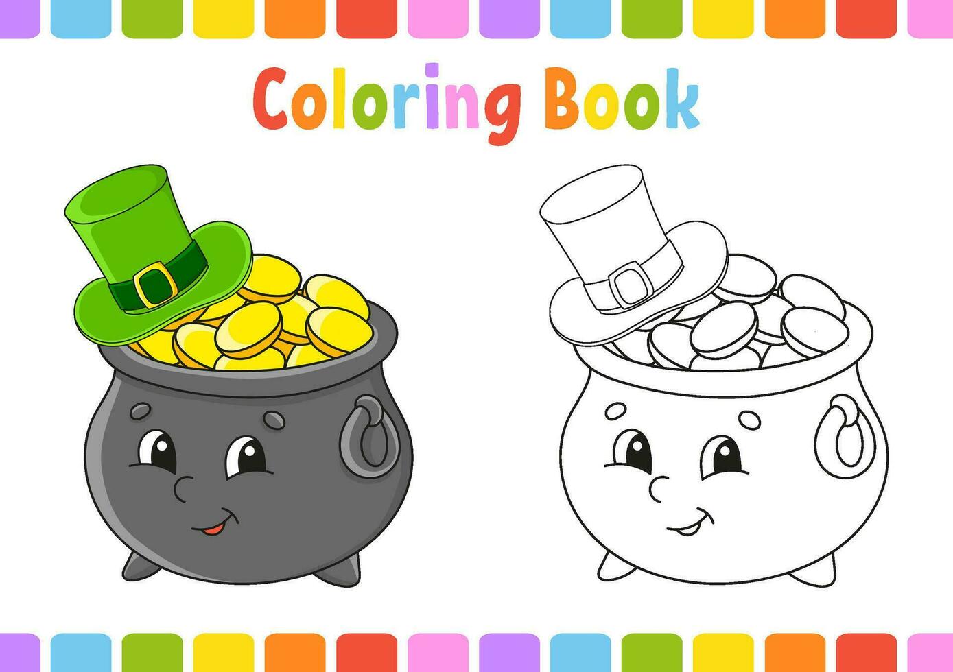 Coloring book for kids. St. Patrick's day. Cartoon character. Vector illustration. Fantasy page for children. Black contour silhouette. Isolated on white background.