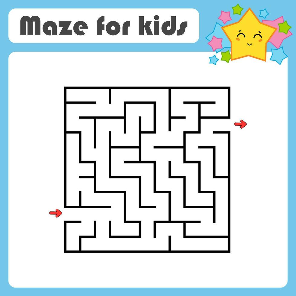 Abstract square maze. Game for kids. Puzzle for children. Labyrinth conundrum. Find the right path. Vector illustration.