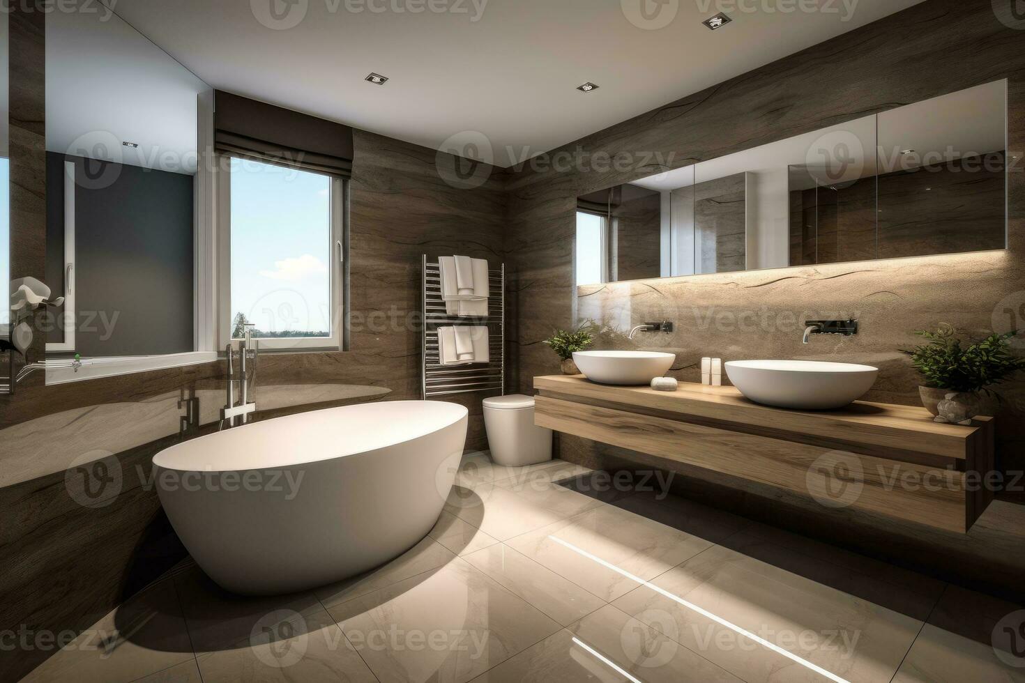 Ai Generative Photo of a luxury modern design bathroom