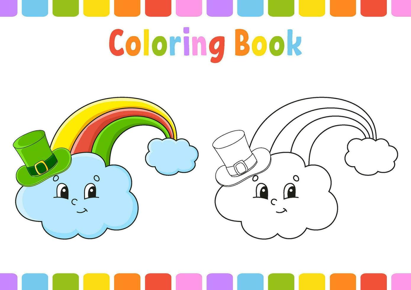 Coloring book for kids. St. Patrick's day. Cartoon character. Vector illustration. Fantasy page for children. Black contour silhouette. Isolated on white background.